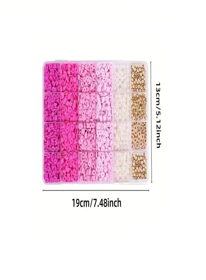 MAGHROLA Pink Clay Beads Kit for Bracelets Making, Polymer Heishi Beads for Jewelry Making, Friendship Bracelet Kit for Girls Adults, Spacer Pearl Beads for Necklace Earring DIY (DIYBeadsSet-1) (Pink) - Image 2